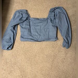 Abercrombie & Fitch Light Blue Blouse with Puffed Sleeves